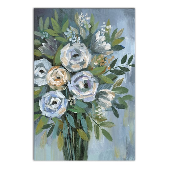Blue Floral Bouquet Canvas Wall Art